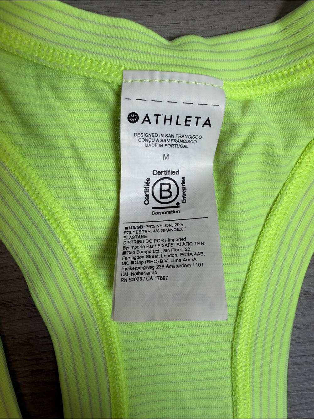 Athleta Neon Lime Momentum Seamless Tank Top Striped Size Medium - Picture 4 of 5